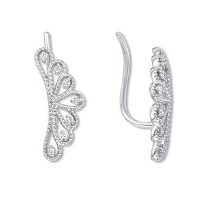 Emmy London Tiara Crawler Huggies Earrings